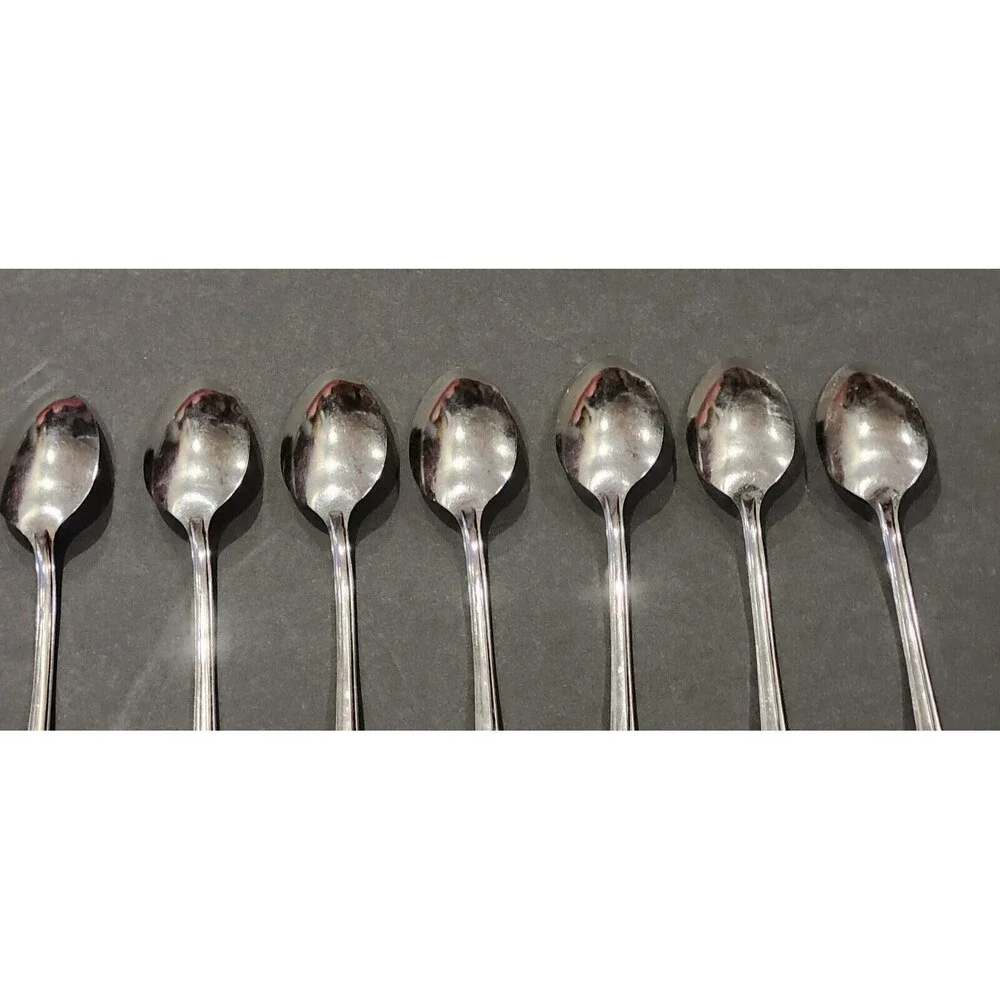 EKCO‎ Stainless Chevron Iced Tea Spoons Made USA Set of 7